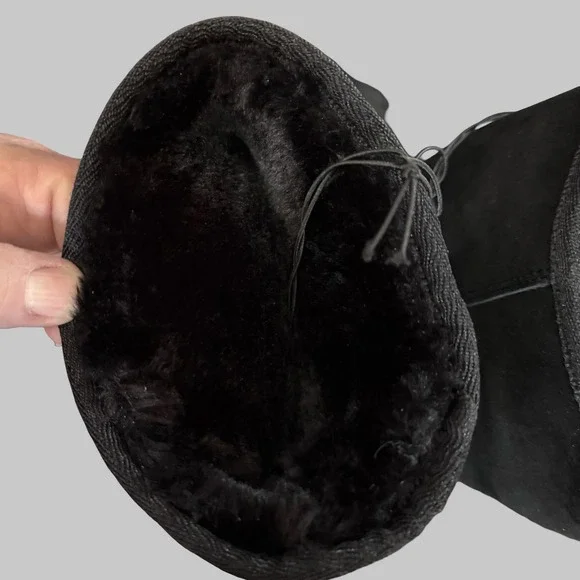 Universal Thread Leather Boots Womens Sz 6 Black‎ Shearling Style Fur Lined NEW - Picture 4 of 9